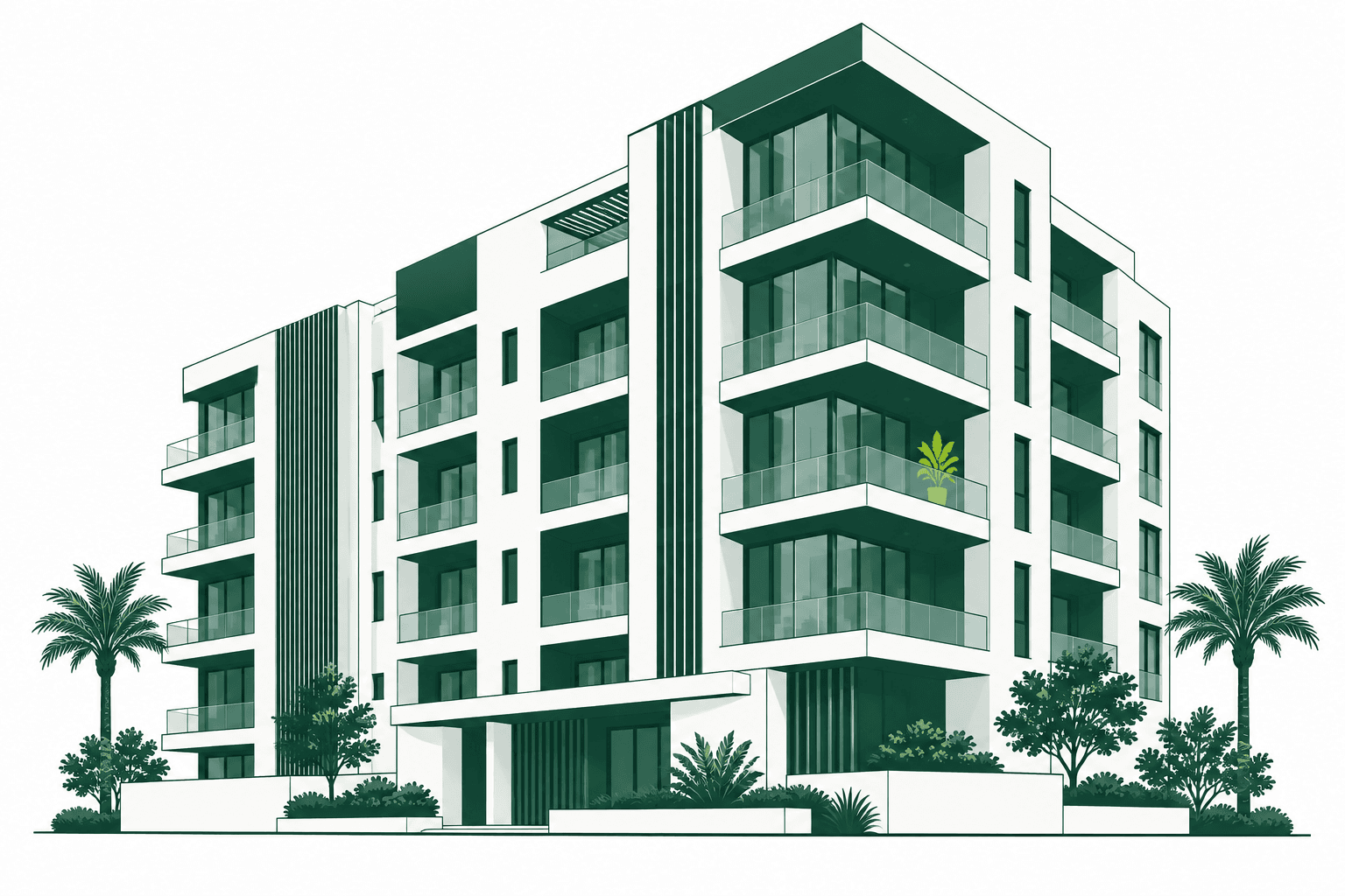 Architectural photograph of a contemporary apartment building
